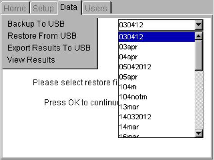 db format and located in the root directory of the memory stick. This would either have been created by the PAT400 as a backup file or created from PowerSuite for import into the PAT400.