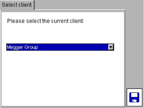 10.1.3 Changing Clients To change between different Clients in the PAT400: 1) From the SETUP tab press the SELECT CLIENT Hotkey. 2) Press the OK key to open the drop down list.