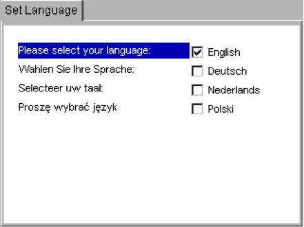 2) Press the OK key and the language selection screen will be displayed. 3) Use the UP/DOWN arrow keys to select the required language. 4) Press OK to save. 10.