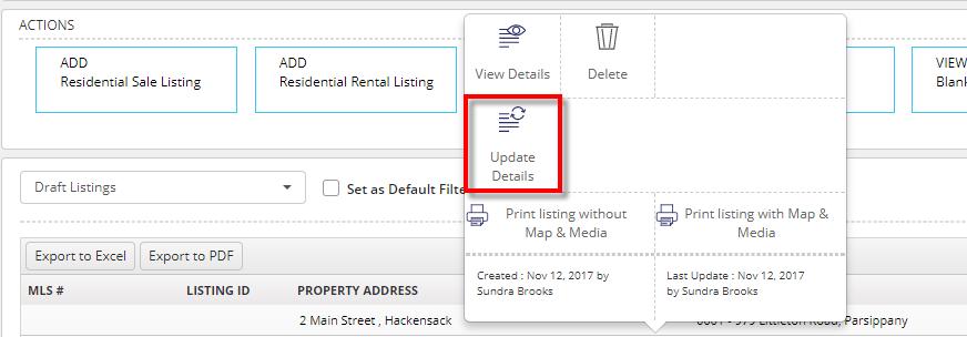 Click Update Details. The Add a Residential Sale Listing form displays, allowing you to continue entering the listing.
