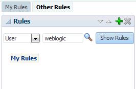 Chapter 10 Managing Roles in Process Workspace 4. Search for the user or group for whom rules are to be created, as shown in Figure 10-3. Figure 10-3 Creating Rules for Another User or Group 5.