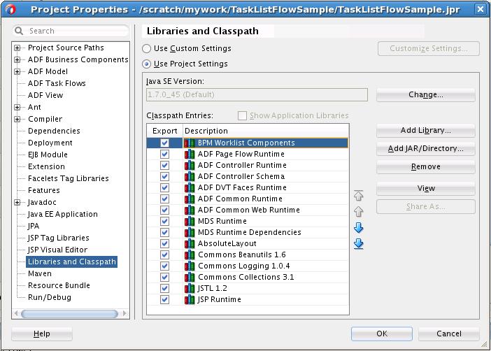 Appendix A Samples: Customizing ADF Applications with Process Workspace Task Flows Figure A-6 Creating New Oracle Fusion Middleware Application 2.