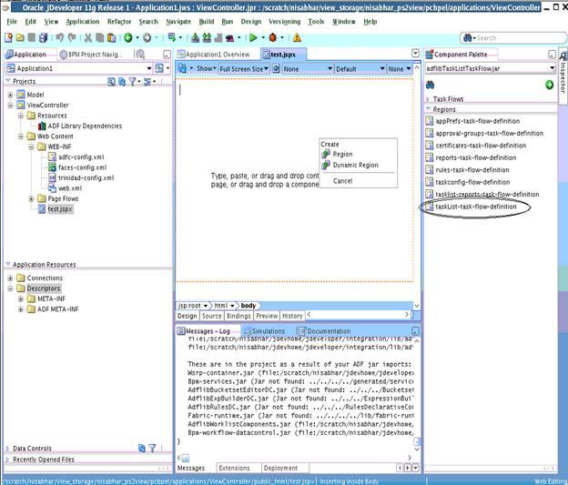 Appendix A Samples: Customizing ADF Applications with Process Workspace Task Flows Figure A-10 Page Oracle JDeveloper
