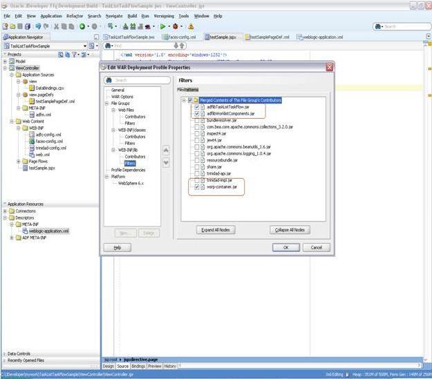 Appendix A Samples: Customizing ADF Applications with Process Workspace Task Flows Figure A-12 Editing the WAR Deployment Profile 9.