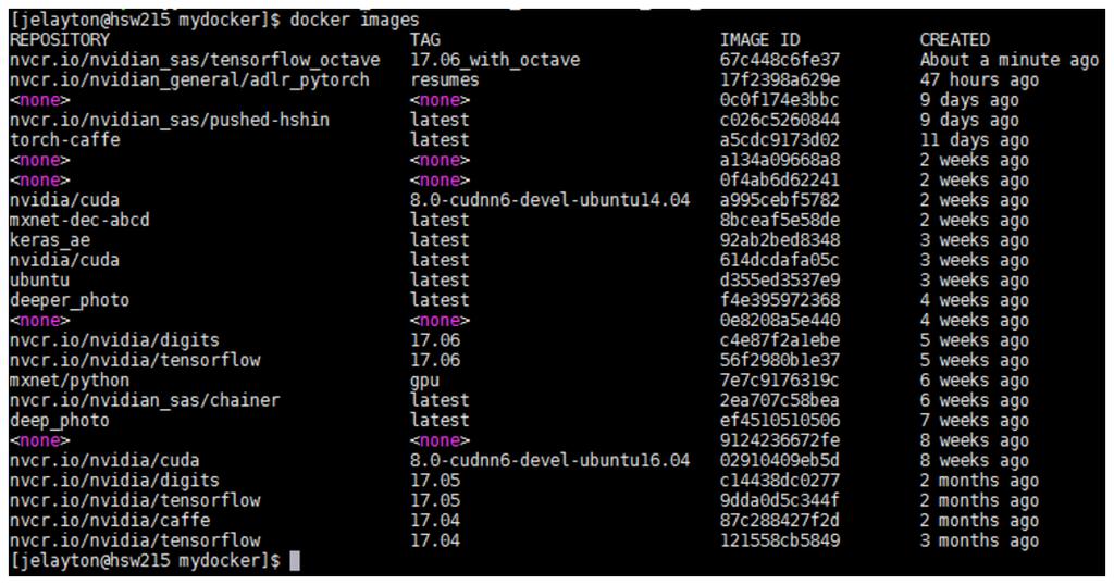 Docker Best Practices Figure 15 Verifying Docker created the image The screen capture has been cropped to make it more readable.
