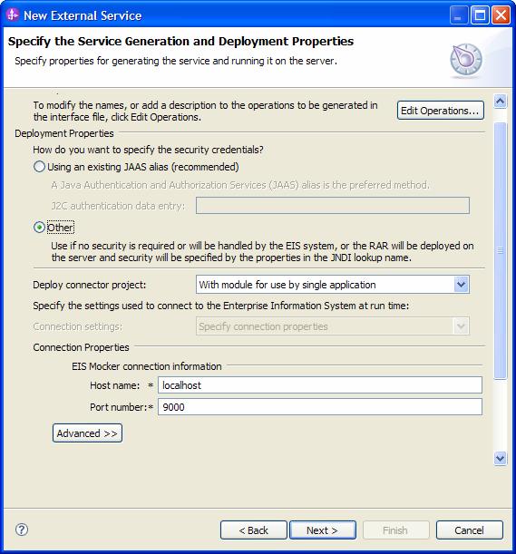 16. In Service Generation and Deployment Configuration panel, select Other