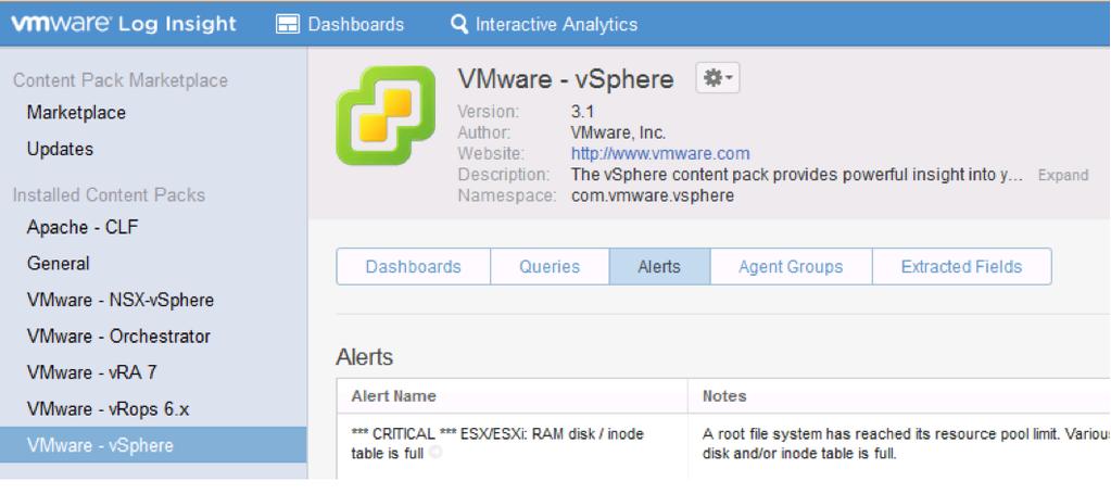 2.2 Enable the Alerts for vsphere Resources Use the built-in problem and alert signatures in vrealize Log Insight for ESXi host and vcenter Server to enable alerts about issues.