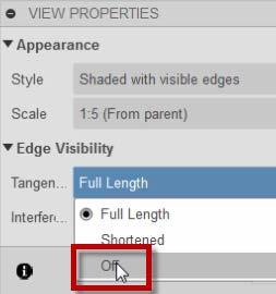 In the Edit View dialog box, from the Tangent Edges list, select Off. 15. Click Off. 16.