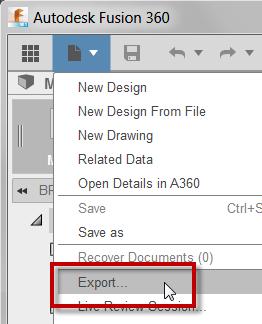 The stand design should be open. 2. Click File > Export. 3.