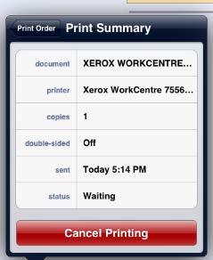 Observe the device Print Queue (Active Jobs) and notice that only the first job from that Apple ios device is visible.