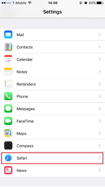 Safari (iphone/ipad) Tap on the Settings ( ) icon and then