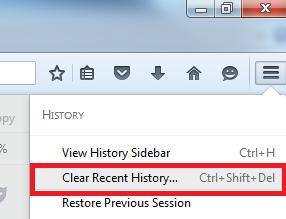 History. Select Clear Recent History.