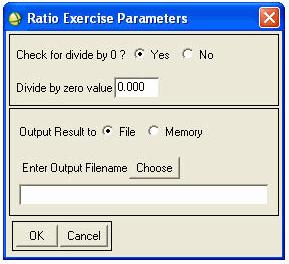 3. Select the No radio button for Check for divide by 0? 4. Enter an output filename of tp_divz1.