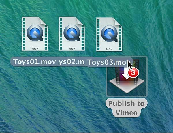 Transcode files using a droplet 1 In the Finder, drag one or more media files onto the droplet. When you release the mouse button, the Droplet window opens.
