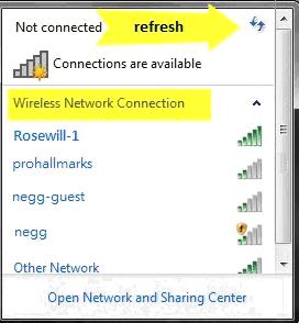 pointing to. Click Refresh to get an update of your Wireless Network Connection.