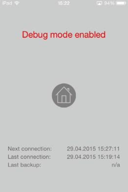 If the user's device displays the "Debug enabled" state, then they must inform their support personnel who will discuss the situation with the user. Figure 20 MDM client in debug modes 4.3.