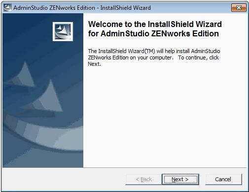 2 Installing AdminStudio 10.0 ZENworks Edition To install AdminStudio 10.0 ZENworks Edition, perform the following steps.