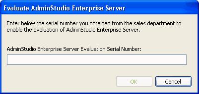 Chapter 4: Evaluating AdminStudio Evaluating the AdminStudio Enterprise Server Web Tools 5. Select the I have an Adminstudio Enterprise Server evaluation serial number option and click OK.
