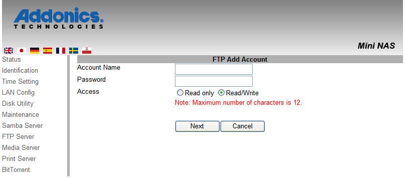 How to create a FTP account FTP allows you to share your data through the internet. An internet connection is required before setting up FTP server. Select FTP server and click the Add button.