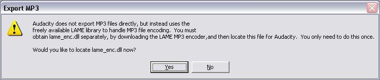 NOTE: In order to activate the Export to Mp3 feature, it will be necessary to copy a file named lame_enc.