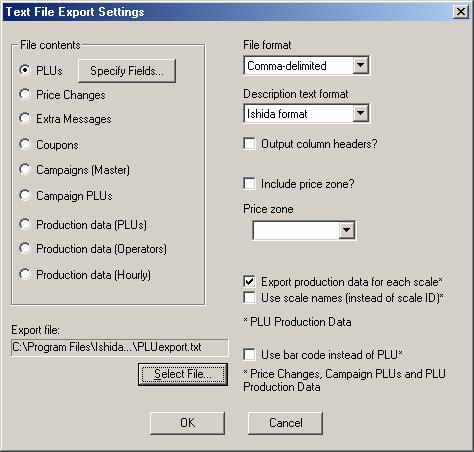 Specifying a Text File Export Operation Directly If you clicked the Customize button in the above procedure, or if no standard text file export operations have been setup for your system, you can