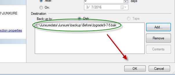 Click OK on the Locate Database Files window to return to the Select Backup Destination window.