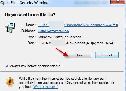 Step 6: Run the Junxure Code Update Installer Software 1.
