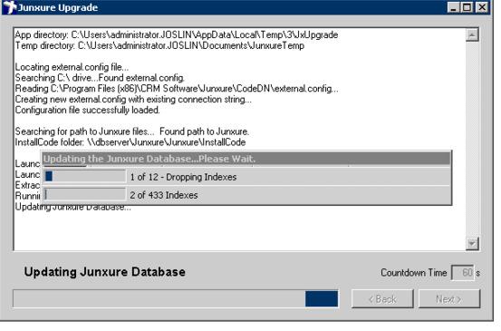 Junxure database, select Skip Backup at this step.