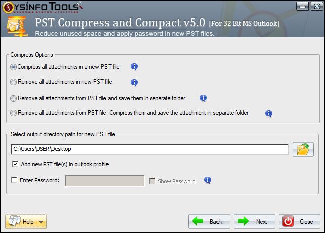 8. The compression process of selected PST file(s) will be started.