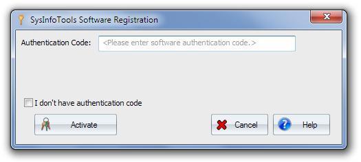 Click the "I don't have Authentication Code" check box, following fields will be displayed in the registration dialog Email Address: Enter your email address, which you have used at the time of