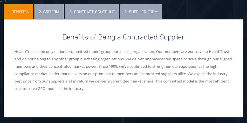 Click Benefits of Becoming a Contracted Supplier for important information about