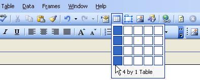 Click on the 'Insert Table' icon in the toolbar 2.