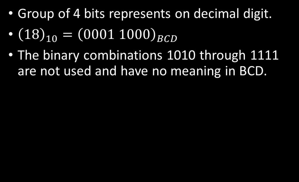 Binary Coded Decimal Code (BCD)