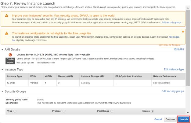 12. Select your AWS key pair, and click Launch Instances. 13.