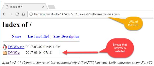 If for some reason this webpage doesn't load make sure that you have entered the correct IP address for the barracudawaf and the DVWA web server.