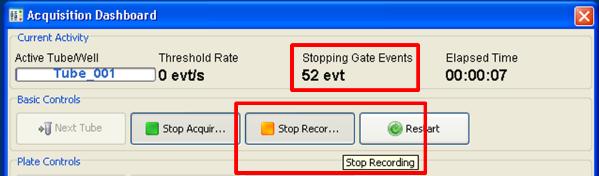 Stopping Gate Events counts will also begin counting up as new data points are stored. A: B: 30.