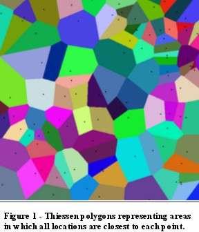 Steps in creating Thiessen Polygons Draw lines joining nearest neighboring points Draw