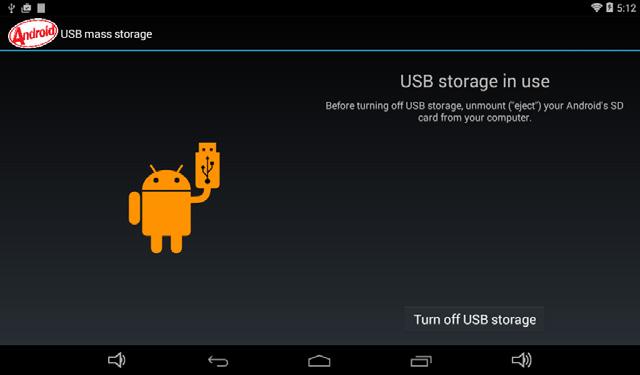 ➂ hoose the Turn on USB storage.