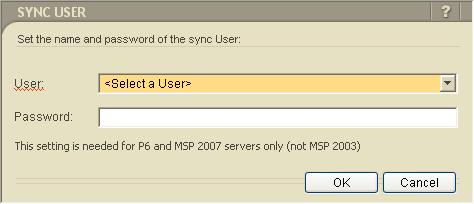Bridge Console CHAPTER 5 5-19 Setting the Synchronization User Note: This option is relevant only for Primavera P6 and MS Project 2007 installations.