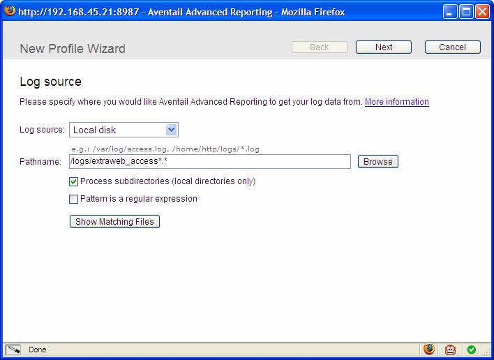 5 The first time you browse to Aventail Advanced Reporting, log in using the Administrative User you created during setup.
