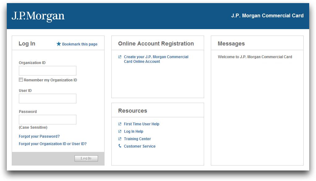 Log In Quick Reference Card ffwelcome to Commercial Card Log In The purpose of this quick reference card is to provide information about logging in to your J.P. Morgan Commercial Card account.