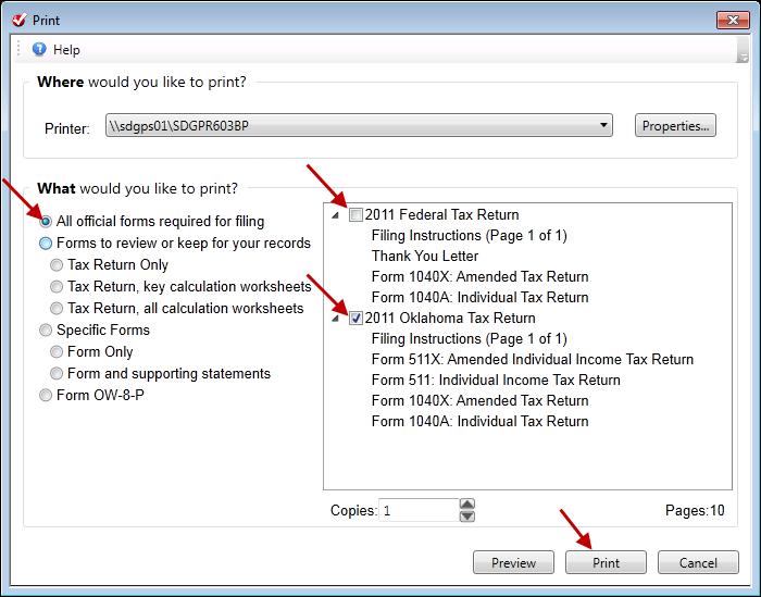 Uncheck the box for 2011 Federal tax return c.