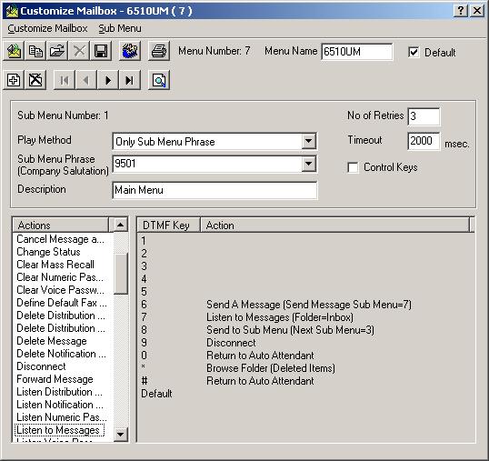 Figure 21: Customized Mailbox Options Additional Mailbox Options Some additional options that are available and are set by the system administrator include the ability to: Assign a personal operator