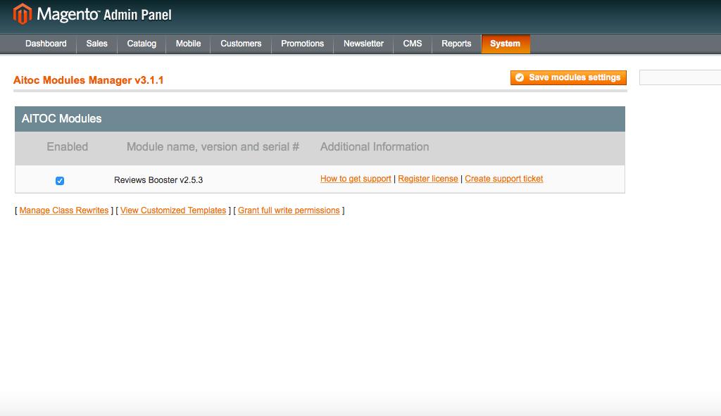 1. Enabling the extension in Magento In System > Manage Modules,
