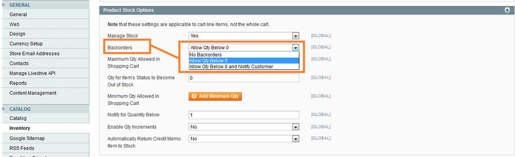 2. General Settings Note: As you can assume, this extension will only work if your store allows backorders.