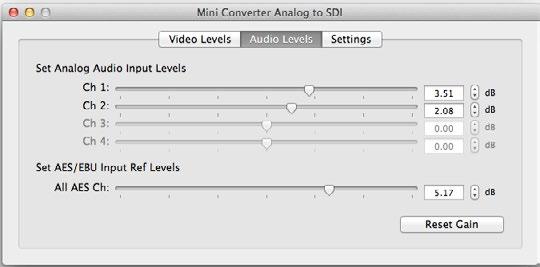 13 Mini Converter Analog to SDI Mini Converter Analog to SDI Block Diagram Adjust audio levels using Blackmagic Converter Utility.