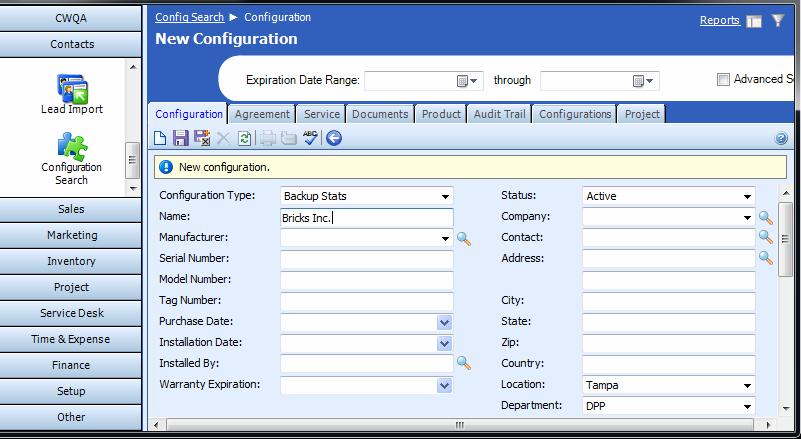 ConnectWise Customer Configurations After the integration has been defined and tested, configuration entries must be defined for each appliance inside the PSA software.