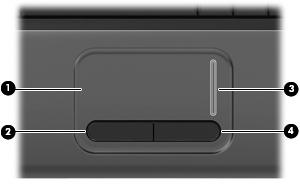 TouchPad Item Component Function (1) TouchPad* Moves the pointer and selects or activates items on the screen. (2) Left TouchPad button* Functions like the left button on an external mouse.
