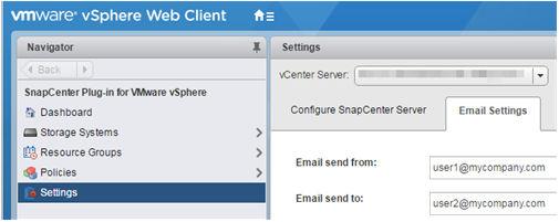 Preparing for data protection for VMs, VMDKs, and datastores 17 Configuring SnapCenter Plug-in for VMware vsphere for email alerts You can configure the Plug-in for VMware vsphere to send email