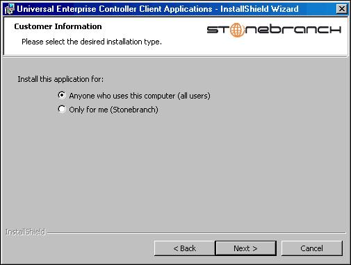 UEC Client Applications Installation Figure 4.32 UEC Client Applications - Customer Information dialog (for Administrators accounts) 4.